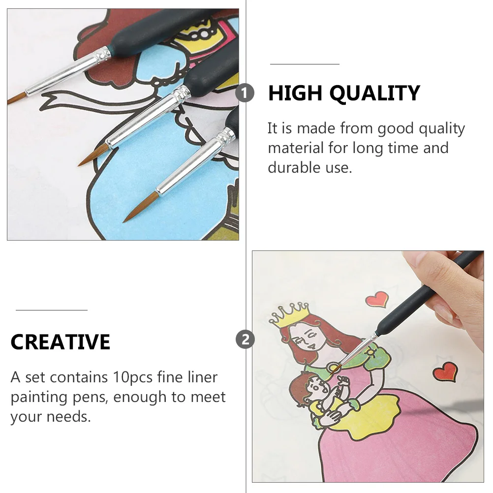 

10 Pcs Brushes Hook Line Pen Set Fine Detail Paint Air Watercolor Pens Travel Sketch