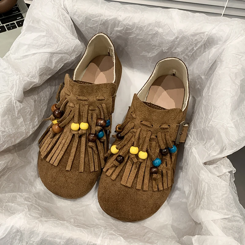 

Новинка весны и осени 202, женская обувь, тонкая модная повседневная обувь с кисточками из бисера, повседневная обувь на плоской подошве с мягкой подошвой