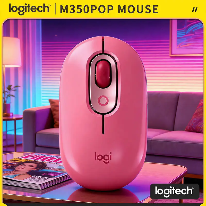 

Экологичная мышь Logitech M350 POP из переработанного пластика с бесшумным прокрутыванием для ПК, Mac, планшетов, ноутбуков и офиса