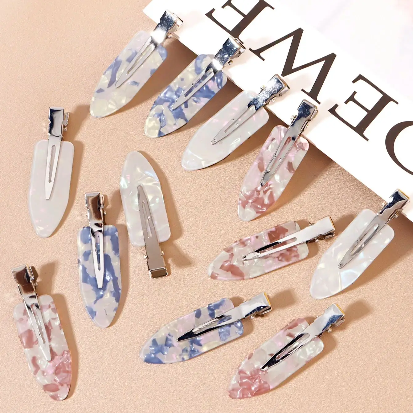 

4 шт., бесшовные заколки для волос, женские ацетатные листы, без изгиба, зажим для челки, зажим в виде утконоса, заколки для волос, инструмент для укладки волос, аксессуары для волос