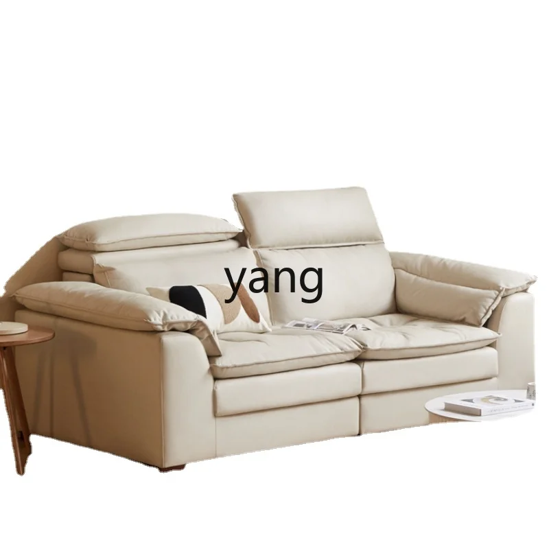 Yhl Sofa Modern Simple Small Apartment Double Sofa White Cream Style Faux Leather Straight Row Sofa