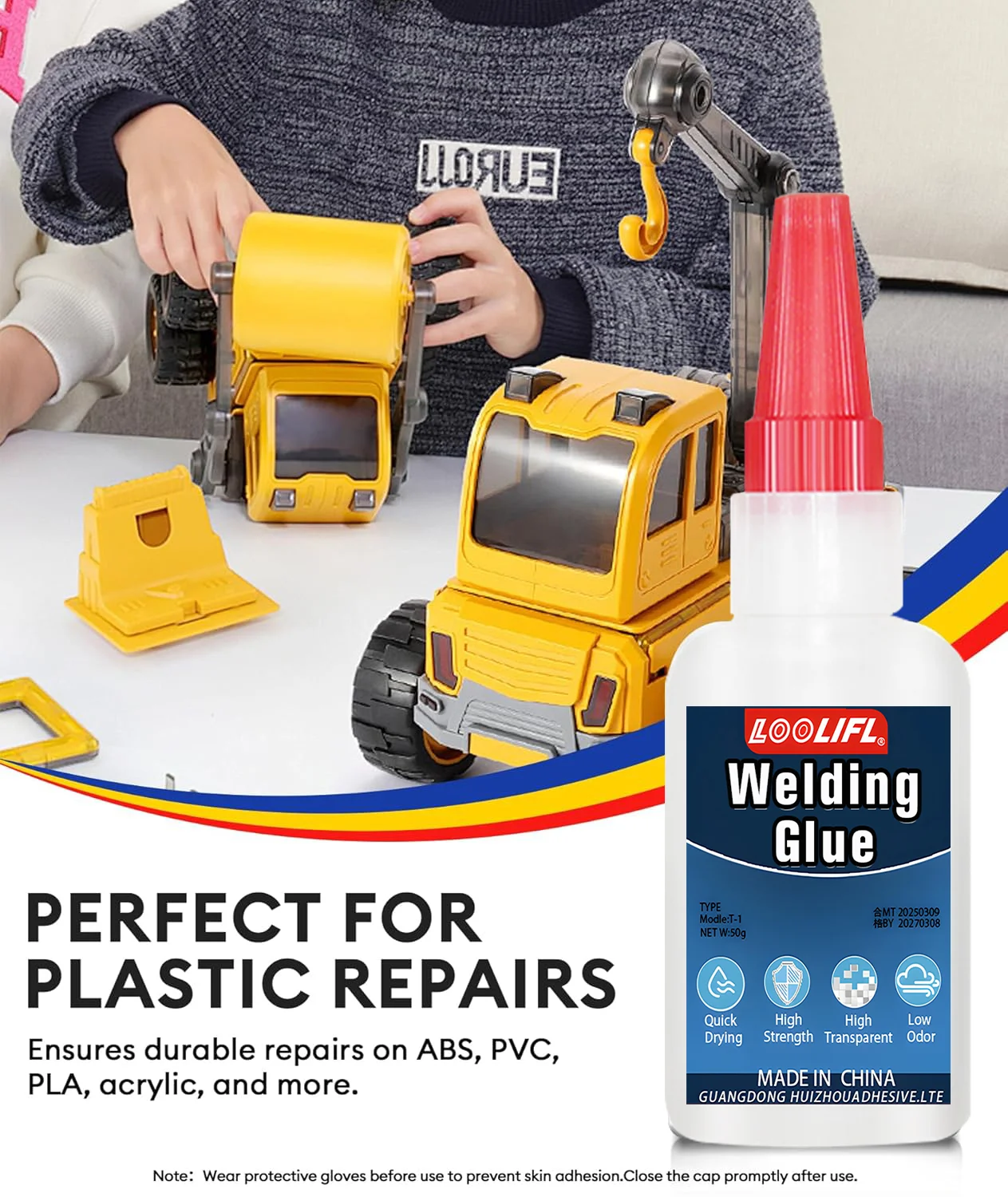 LOOLIFL، غراء فائق، غراء بلاستيكي، غراء تجفيف فوري، يستخدم للألعاب والخشب والحرف اليدوية والديكورات والمنتجات البلاستيكية وما إلى ذلك
