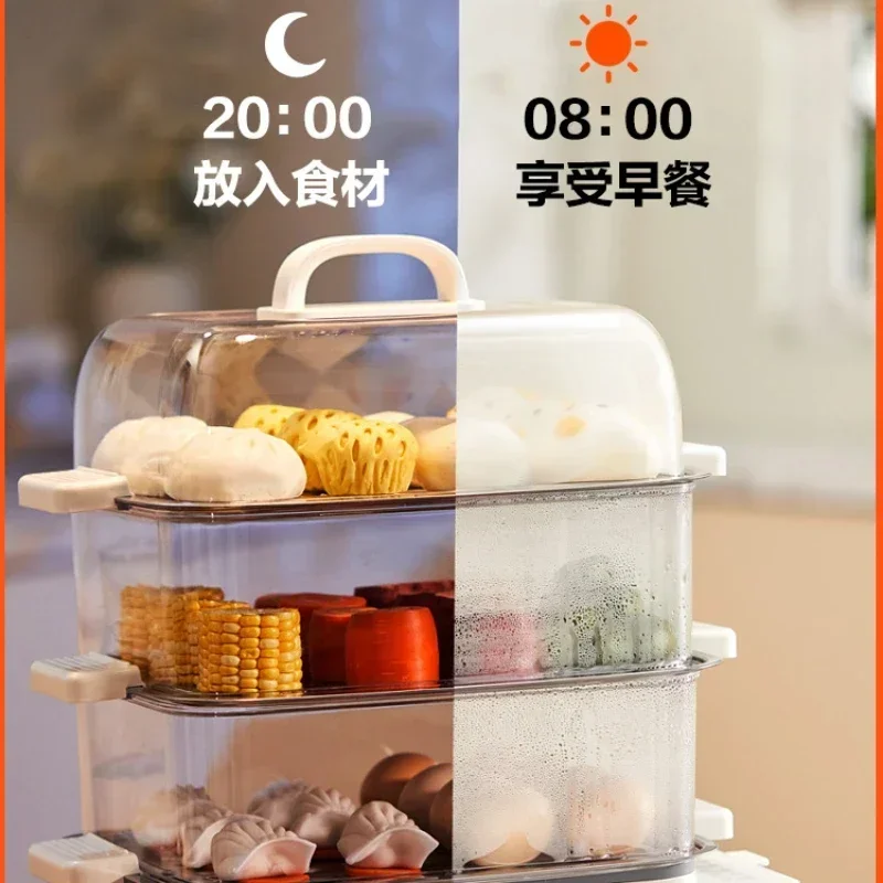 家庭料理用の電気スチームポット、3層の蒸し器、透明な食品ウォーマー、餃子家庭用パン、マルチカップ