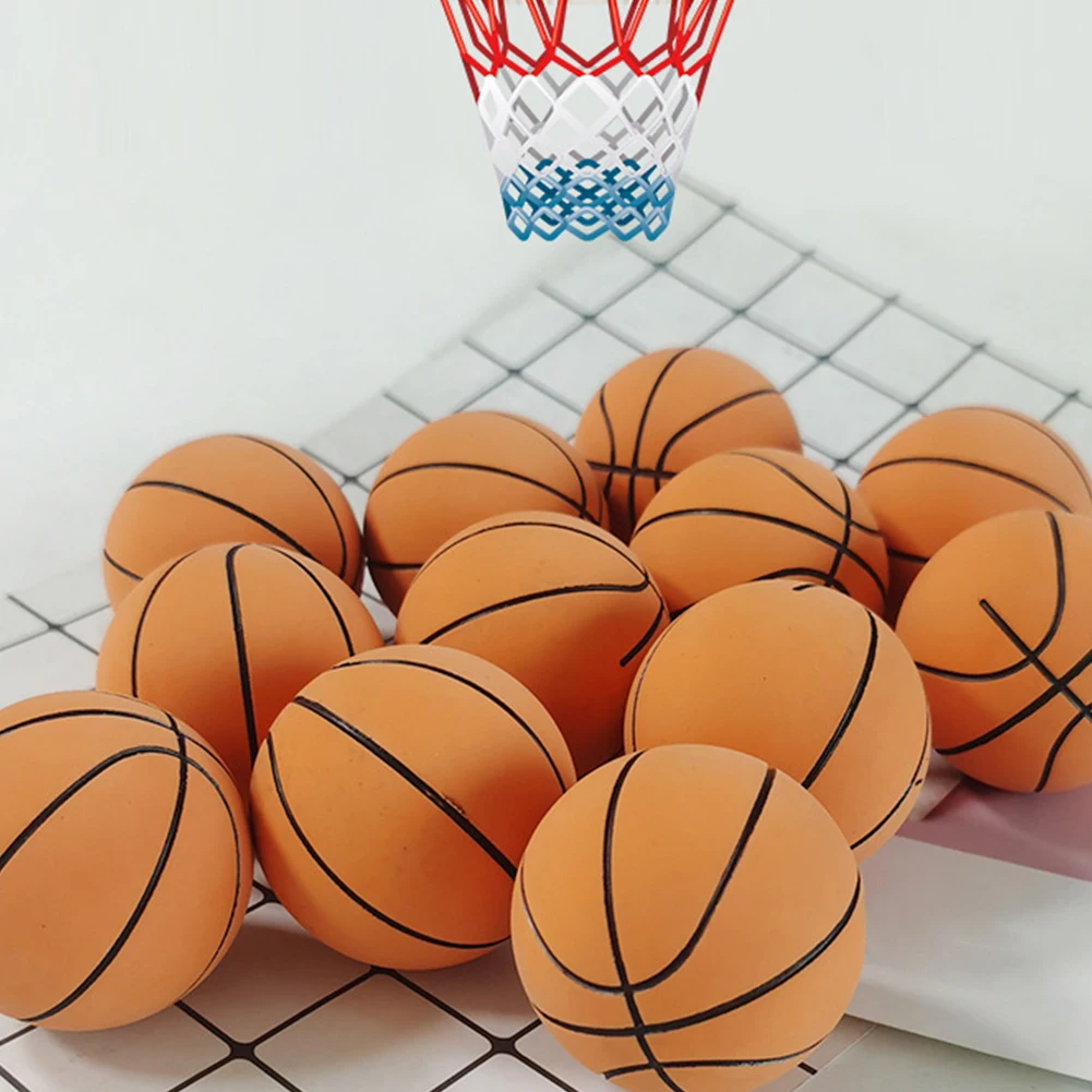 6cm High Elastic Mini Basketball Rubber Mini Sports Basketball Toy Soft High Bouncy Decompression Ball Parent-Child Game