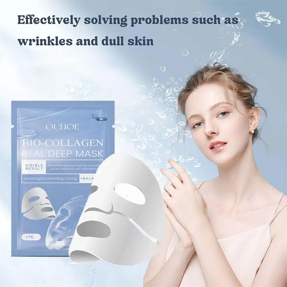 Bio-Collagen Real Deep Mask Soluble Collagen Sheet Mask with Hydrolyzed Collagen Moisturizing Face Mask for Skin Care