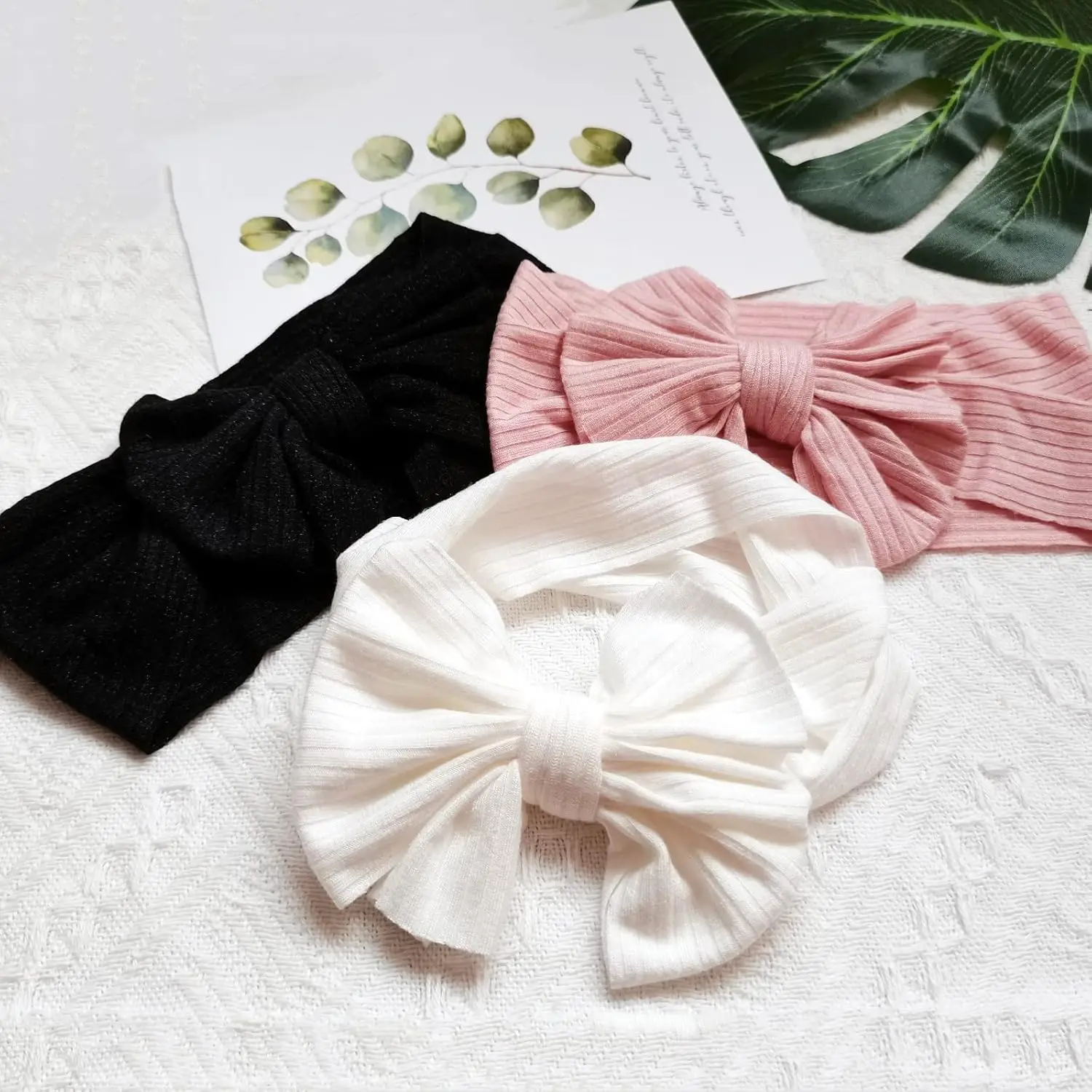 Baby Headband New Girls Baby Nylon Headbands Soft Bowknot Ribbed Hairbands Newborns Toddlers Children Turban Hair Accessories