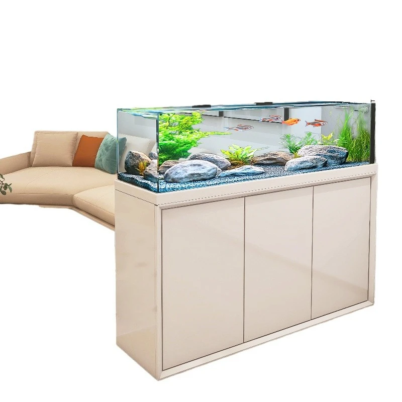 

Stream fish tank, living room 2025 new ultra-white glass household medium-sized bottom filter gold fish tank bottom