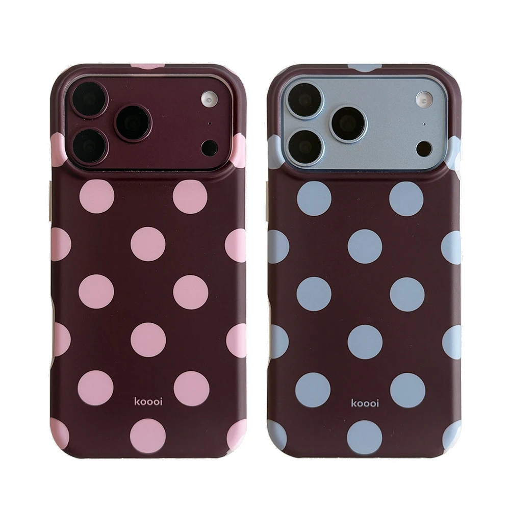 Beliebte Retro-Handyhülle mit großen Polka Dots in Burgunderrot für iPhone 18 Pro Max 17 16 15, stoßfeste Schutzhülle aus IMD TPU