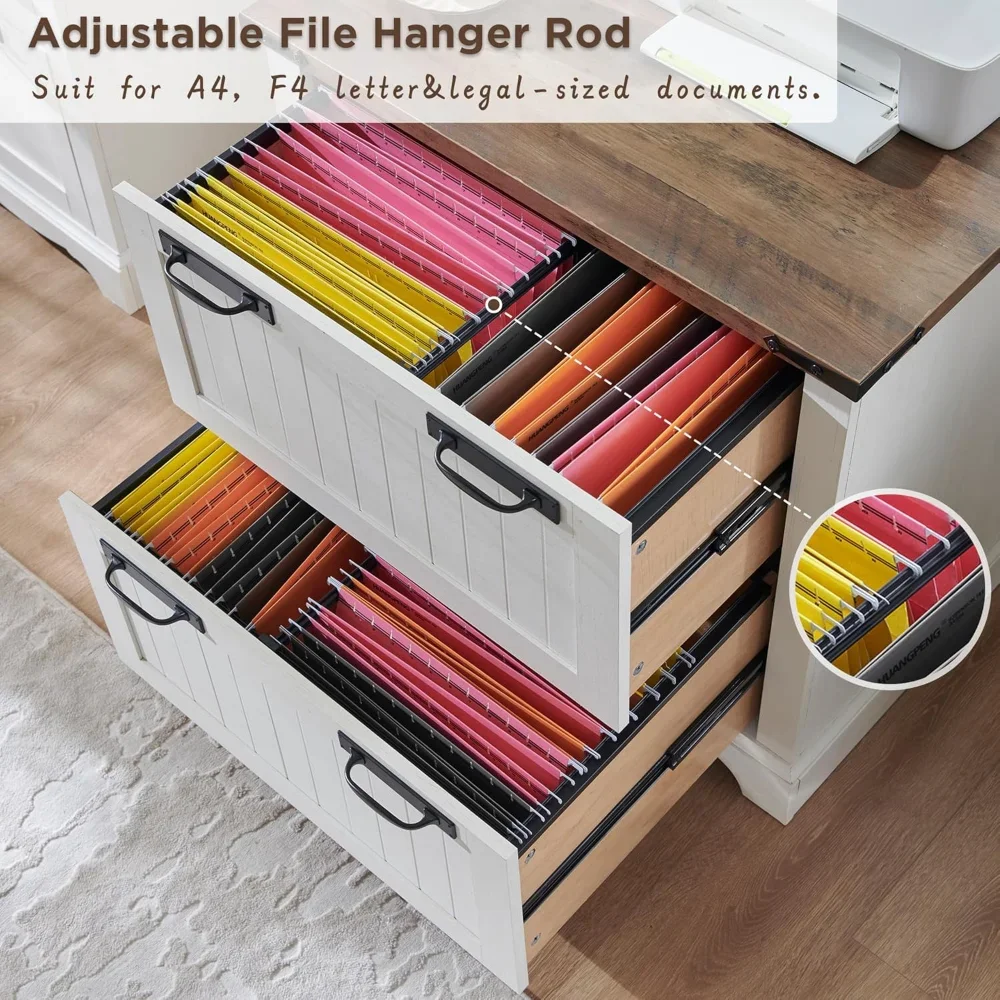 Farmhouse 2-Drawer File Cabinet - 30" Storage for A4/Letter/Legal Files, Hanging Folder Organizer"