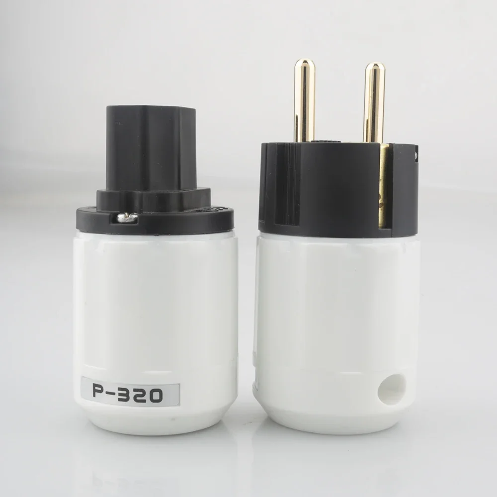 HI-End P320+C320 24K Gold Plated Schuko Power Plug European Plug Adapter Schuko Type for Germany, France, Europe, Russia