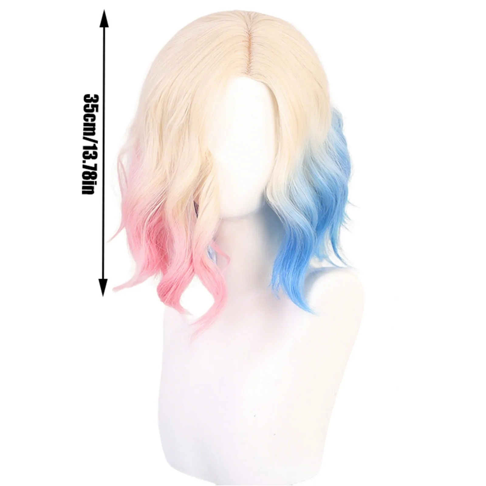 水曜日コスプレウィッグ ピンクブルーグラデーションウィッグ ウェーブのかかったショートボブ 人工毛 ハロウィンコスチュームアクセサリー コスプレウィッグ