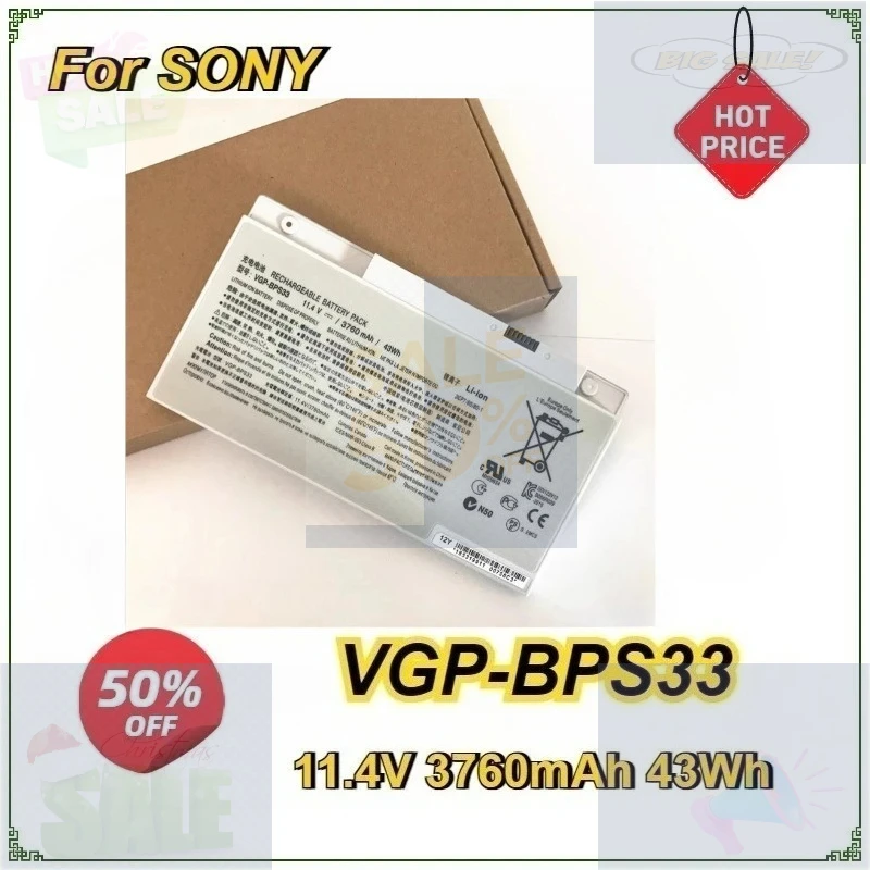 New Laptop Battery for SONY VGP-BPS33 VAIO SVT-14 SVT-15 T14 T15 BPS33 Touchscreen Ultrabooks 11.4V 43Wh for SonyVaio SVT1511M1E