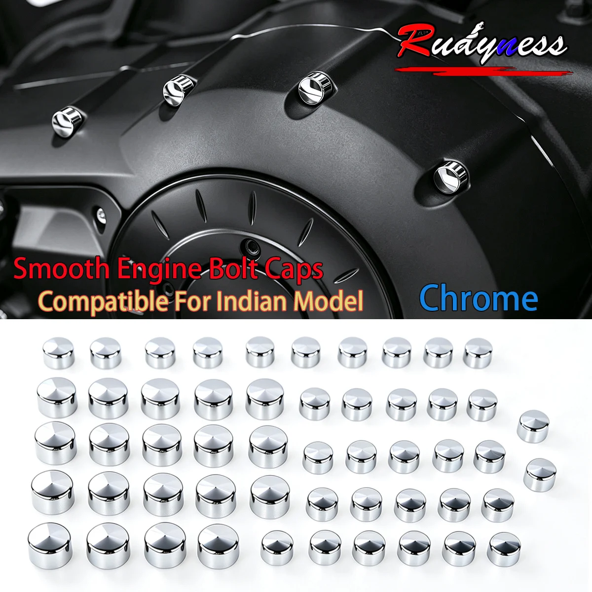 Motorrad Chrom Schwarz Schraubenabdeckungs-Set, Motorschraubenkappen, Tappet-Bolzenabdeckungen für Indian Chief, Chieftain, Roadmaster, Dark Horse