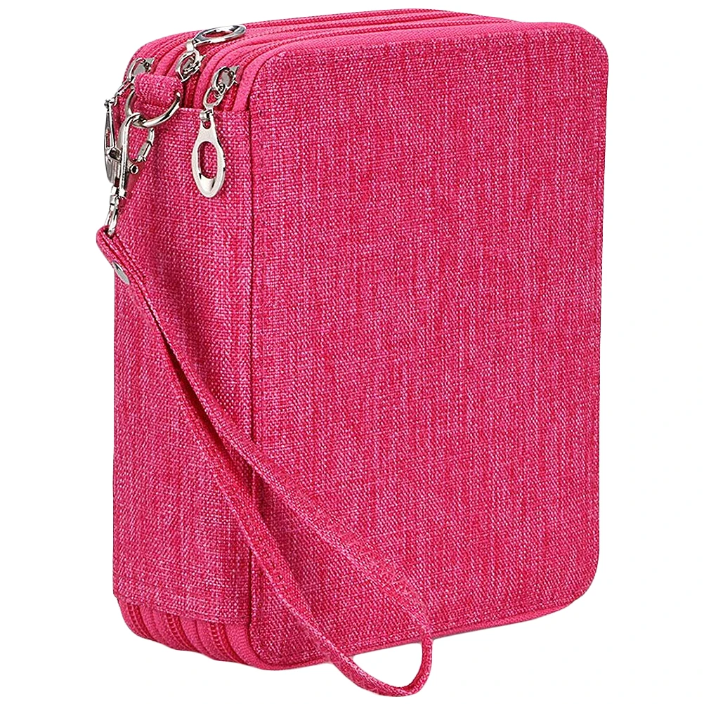 

1pc 78-holes Art Painting Pen Bag Student Stationery Bag Pencil Storage Bag for Pencil Pen Organize(Rose Red)