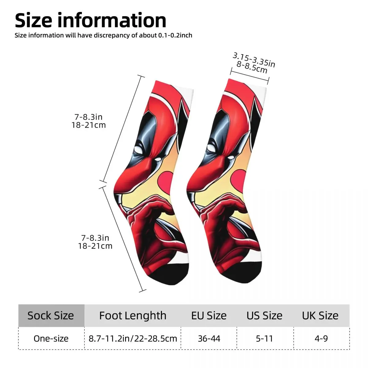 1 Pair Hip Hop Retro Crazy Men\'s compression Socks Unisex Disney Marvel Deadpool And Wolverine Street Style Seamless Printed