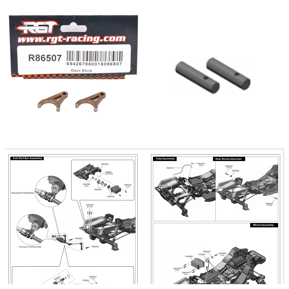 RGT Spare Parts R86507 Gear Stick R86680 Gear Shaft For EX86170 EX86130 EX86160 1/10 RC Electric Remote Control Model Car