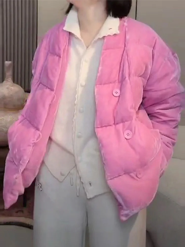 

Новая зимняя женская хлопковая куртка свободного кроя: теплая, повседневная, однотонная, для города, в корейском стиле, стройнящая фигуру