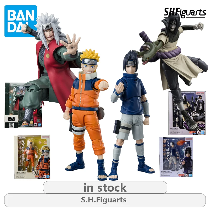 

BANDAI Original S. H. Figuarts Series Movable Toys Узумаки Наруто, Учиха Саске, Джирайя, Орочимару Готовая модель продукта в подарок