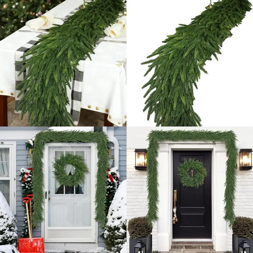 

Роскошная гирлянда из искусственной сосны 9 футов для внутреннего рождественского мантии, лестницы и декора наружного камина