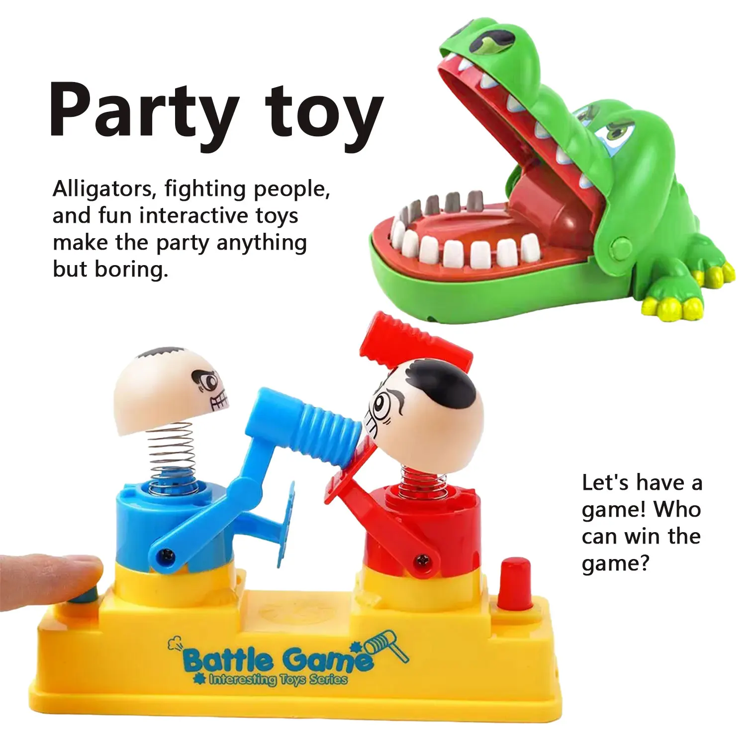 Two party interactive toy vs. villain Crocodile tooth trial game competitive toy double sparring machine battle simulation