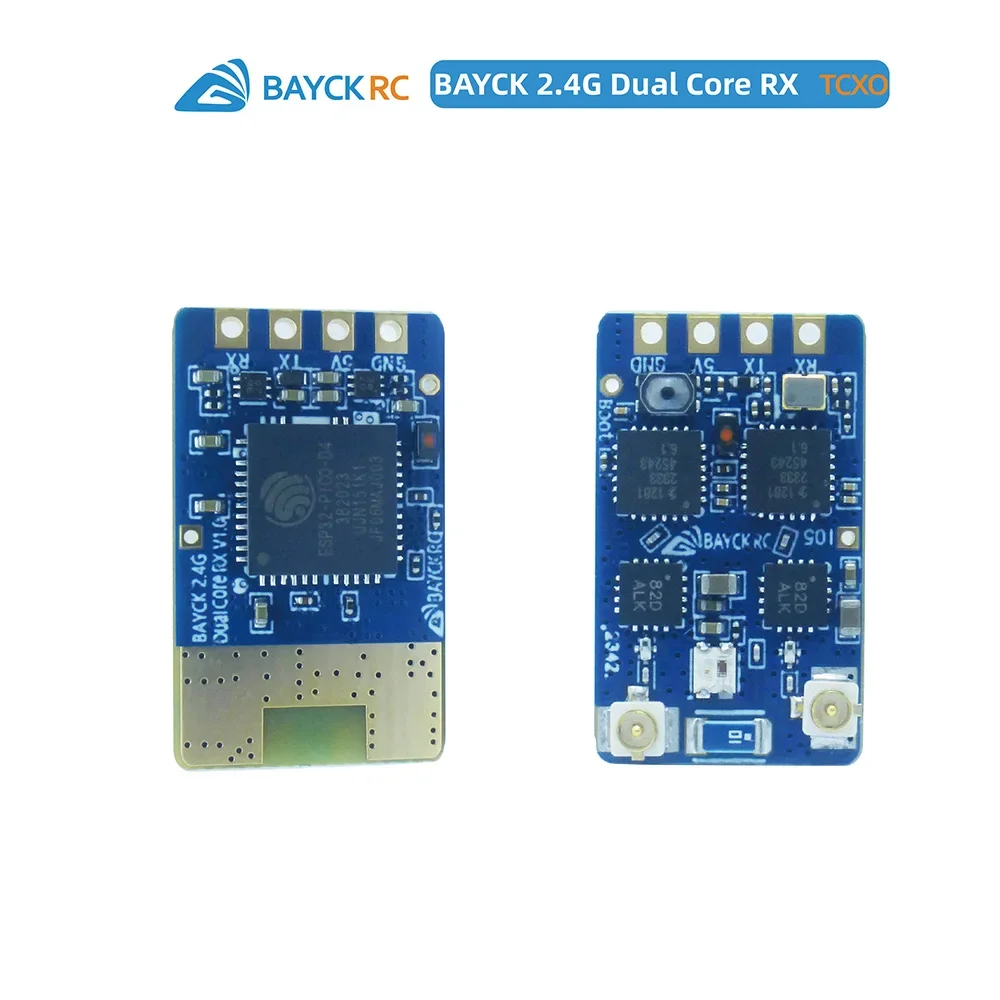 BAYCK Ricevitore dual-core ELRS 2.4G, ExpressLRS RX con doppi antenne di tipo T da 90/150 mm, ideale per droni FPV Freestyle e Racing