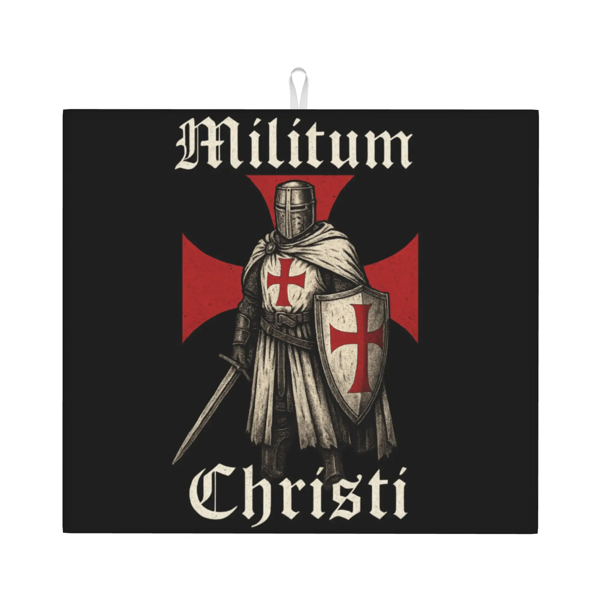 Knights Templar Warrior Of Christ Militum Christi Drying Mat For Kitchen Waterproof Reusable  Bathroom Countertop Protector Mat