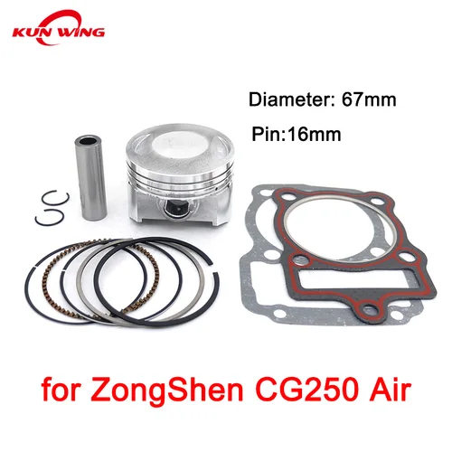 Kit de juntas de pistón de 67mm para ZongShen CG250 CG 250 refrigerado por aire 250 250CC piezas del motor