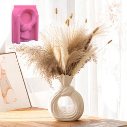 Large DIY Nordic knotting bag vase resin silicone mold irregular geometric shape vase concrete cement gypsum silicone mold