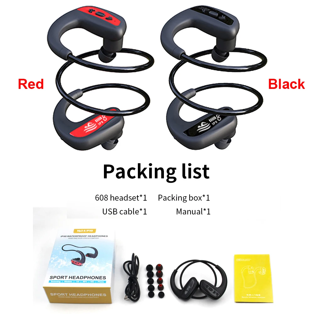 IPX8 Original Swimming Earphone Waterproof 16GB MP3 Player 12 Hours Playing Bluetooth Headset Running Hifi Bass Wireless Earbud