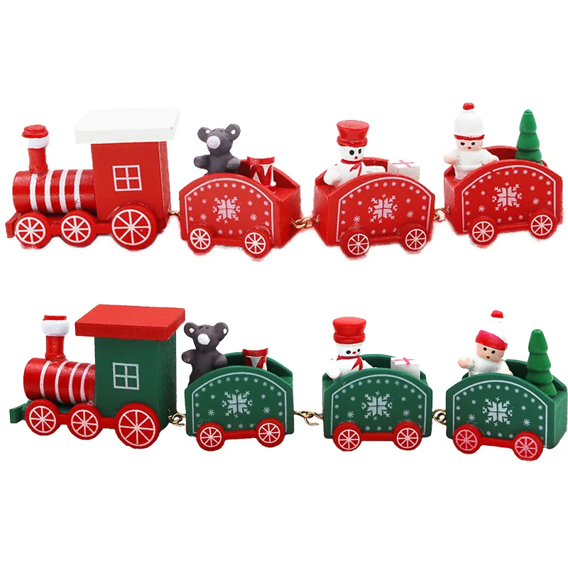 

(1 Piece/pack) Christmas Train Gift Display Window Display Mini Desktop Wooden Festive Atmosphere Scene Decorations DIY