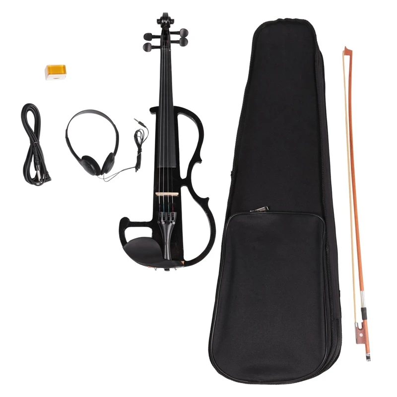 Beginner 4/4 Electric Violin Ebony Silent Violin Electric Violin Introductory Set