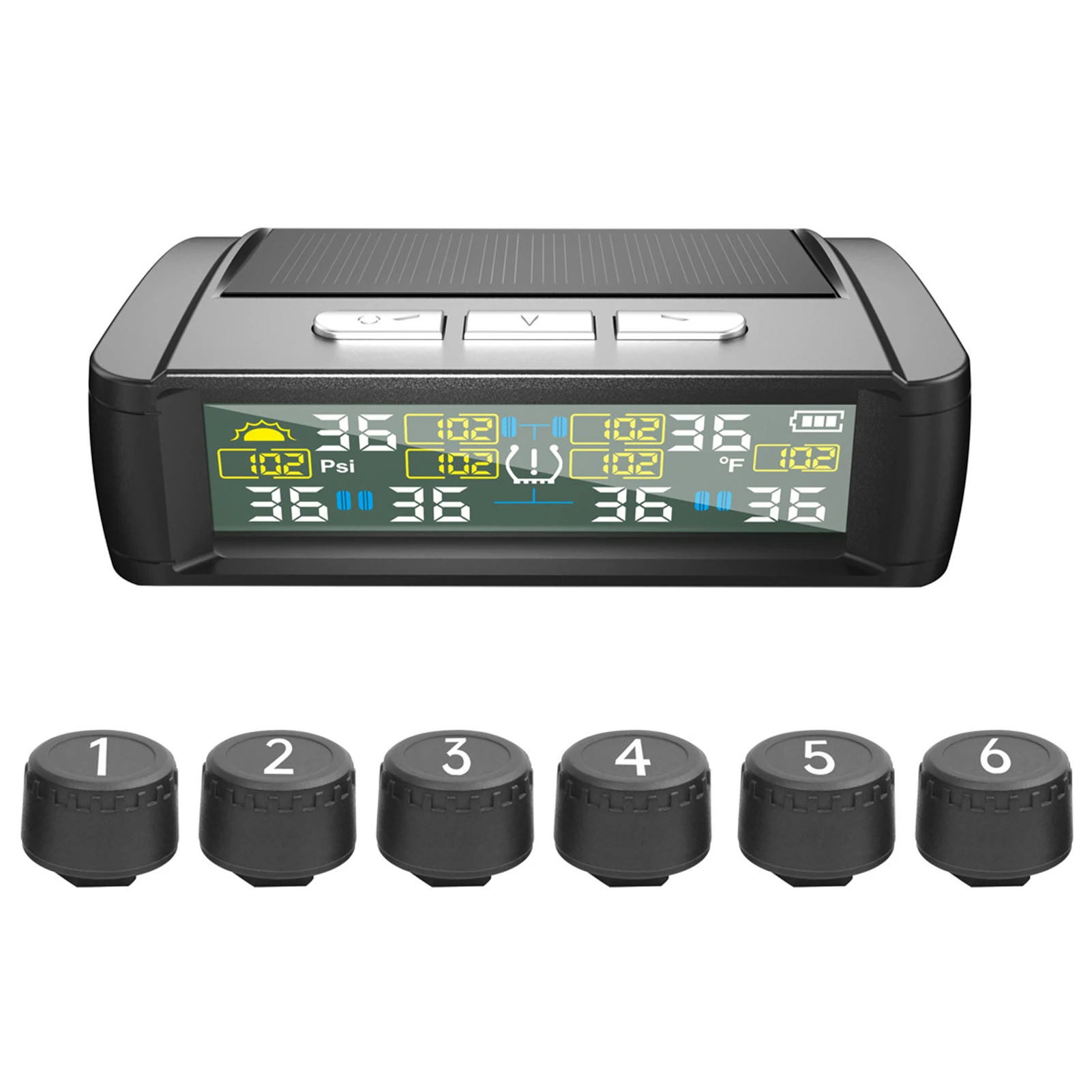 

Tire Pressure Monitoring System Wireless Solar Tire Pressure Monitor with External Sensor Real-time Display for RV Trailer Truck