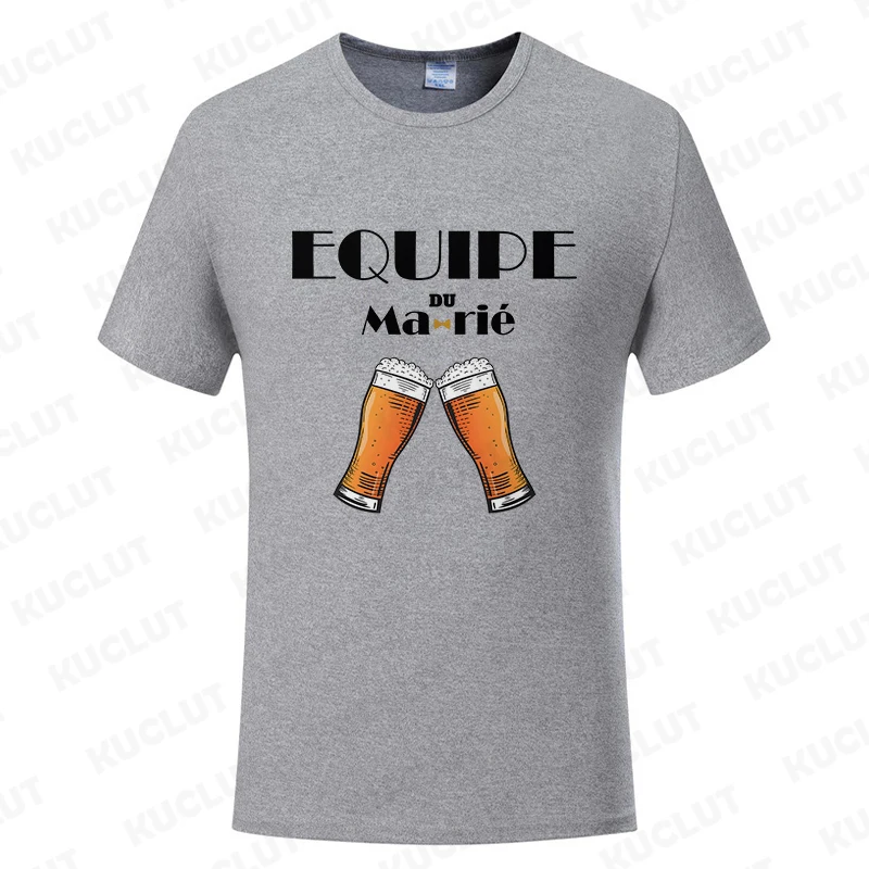 Evg فريق متزوج فيوتشر العريس أفضل رجل فرقة الملابس حفلة البكالوريوس تي شيرت الفرنسية الرجال واحد وداع القمم الزفاف تيز #5
