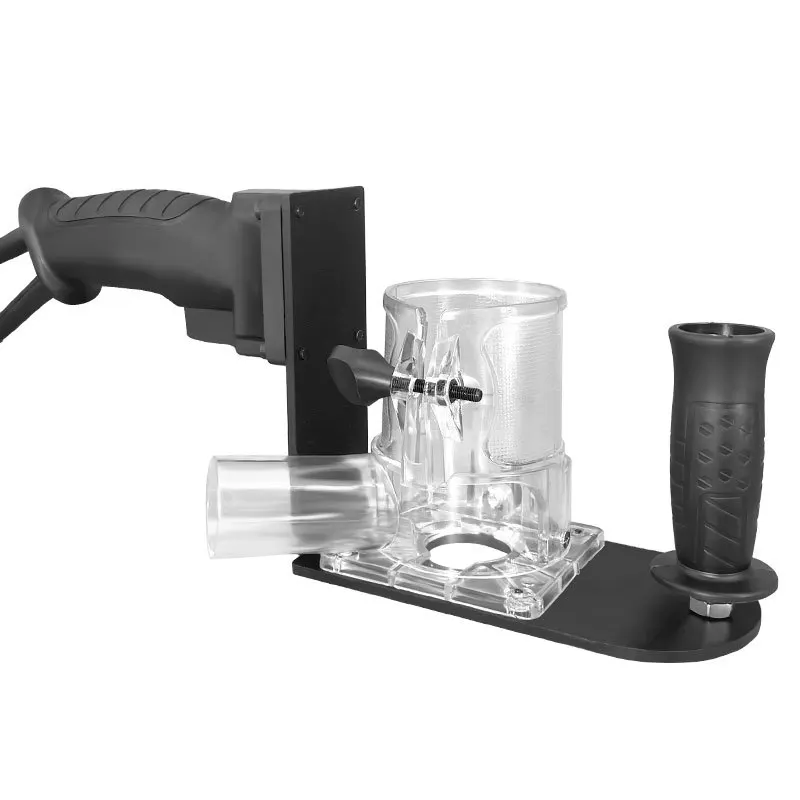 Woodworking Edge Trimming Machine Slotting Base Carbon Steel Multifunctional Trimming Bracket with Vacuum Cleaner Interface Tool