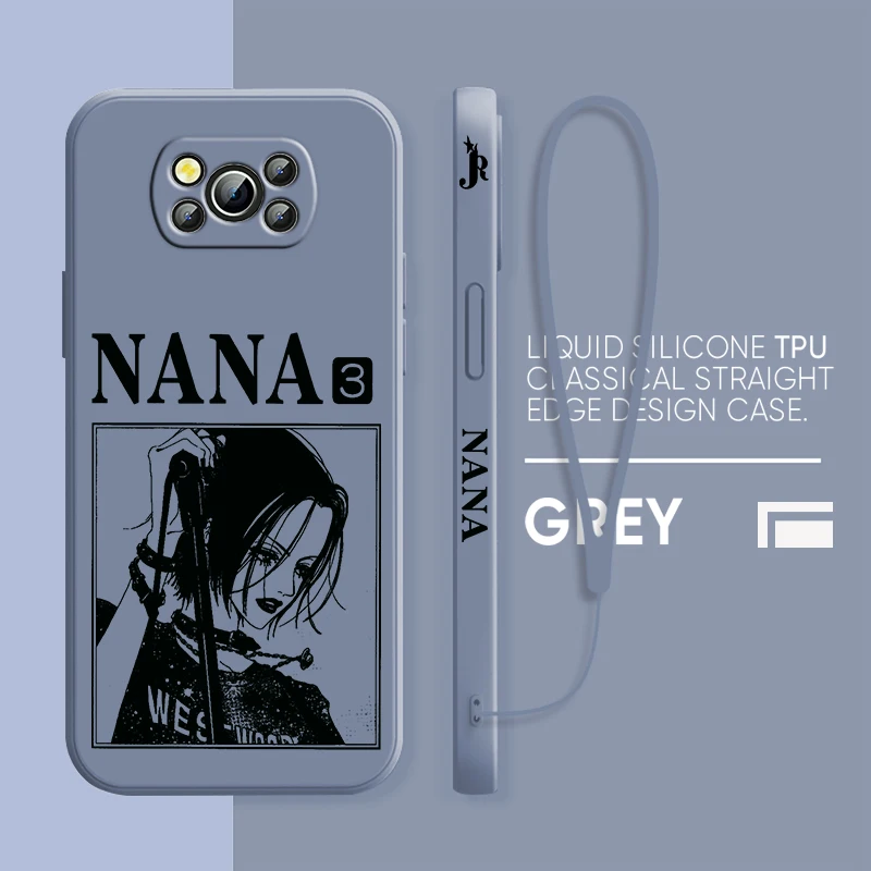 Anime NANA Fashion For Xiaomi Poco Cover For X4 X3 F4 NFC M6 M5 M4 M3 GT S Pro 4G 5G Liquid Left Rope Phone Case