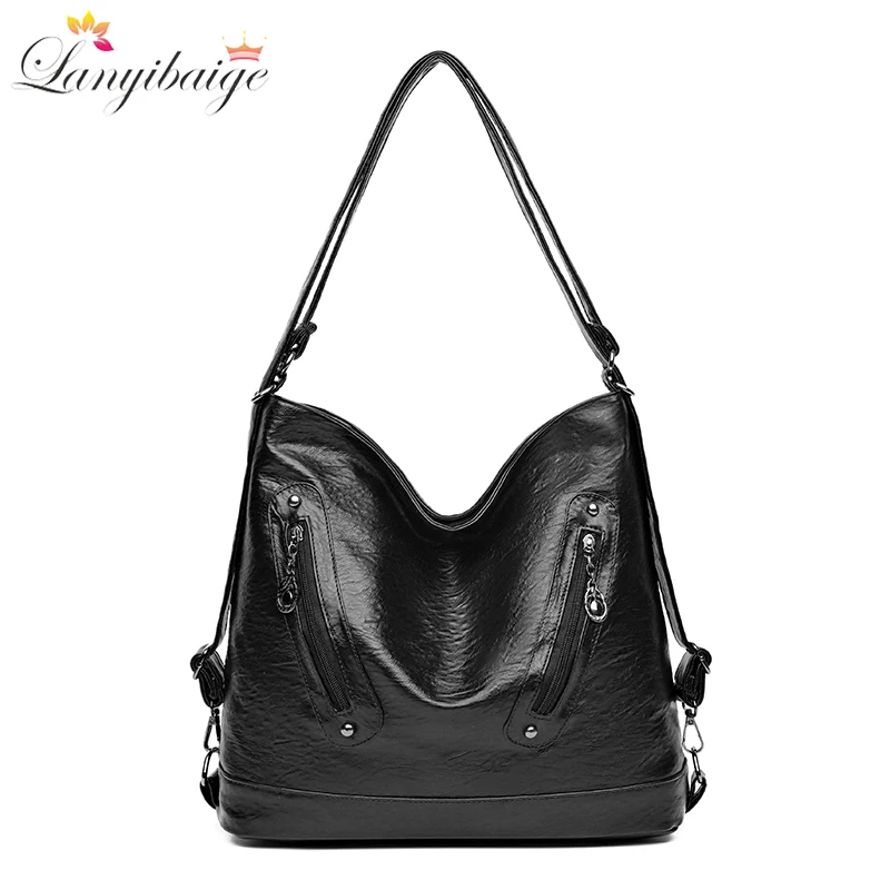 Multifunctional Soft Leather Bag 2024 Crossbody Shoulder Bag For Women Fashion Anti-theft Ladies Backpack Purses And Handbag Sac