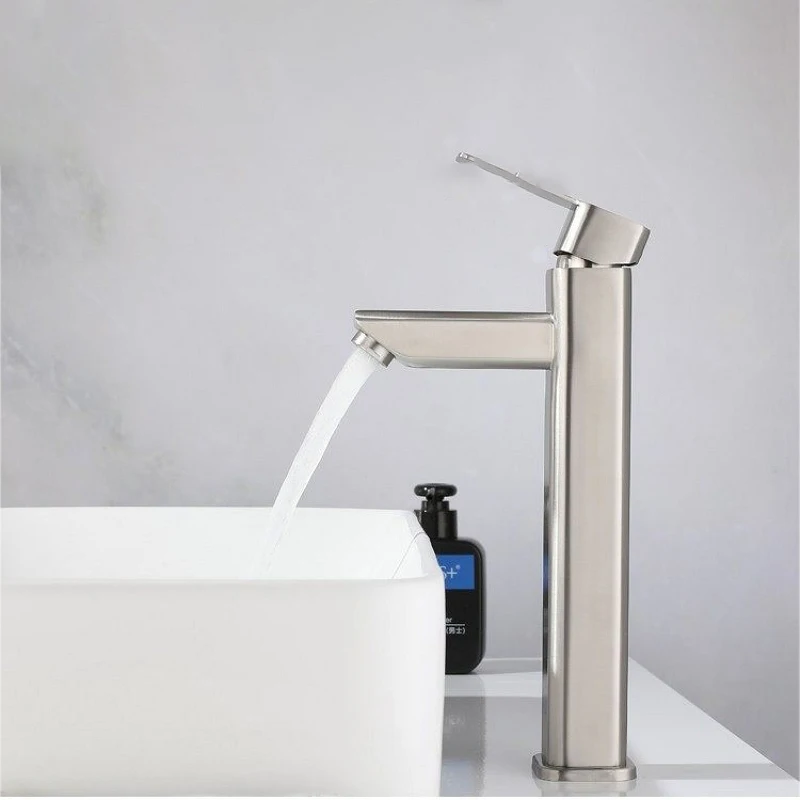

Modern Square Basin Faucet Deck Mounted Stainless Steel Bathroom Faucet Water Saving Hot Cold Mixer Toilet Washbasin Sink Taps