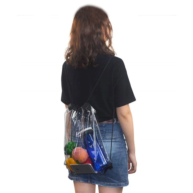 New Transparent Drawstring Backpack Fruit storage Tote Gym Bag Sport Pack  Unisex Large Capacity Lightweight Beach Backpack