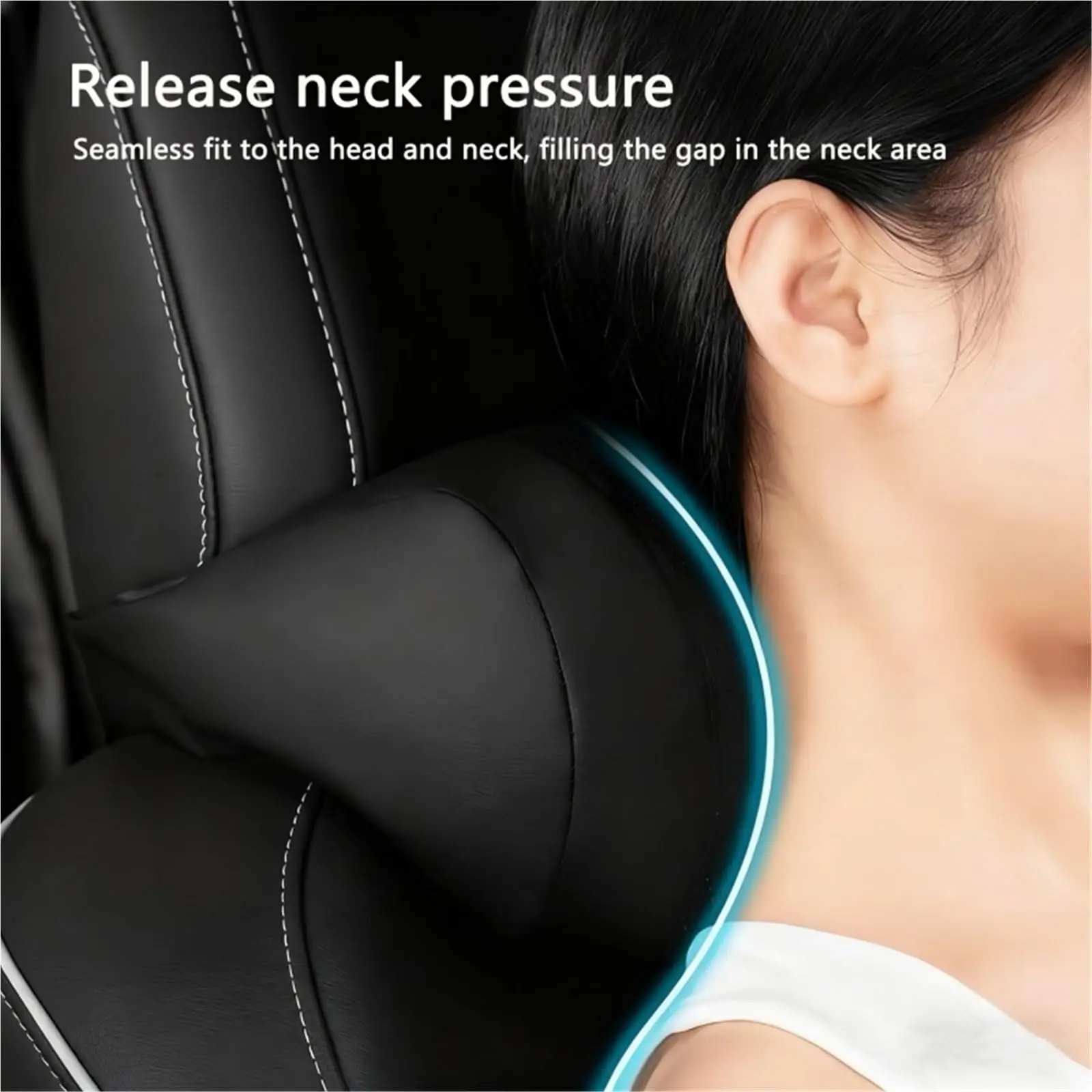 Nappa-Leder Auto-Nackenstützkissen, Ergonomische Halswirbelstütze für Autositze, Hochelastisches Weiches Auto-Nackenkissen – Detail 4