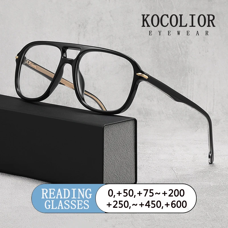 Retro Fashion Double Beam Pilot Frame Plug-in TR Glasses Men Optical Prescription Customized Anti Blue Light Reading Eyeglasses