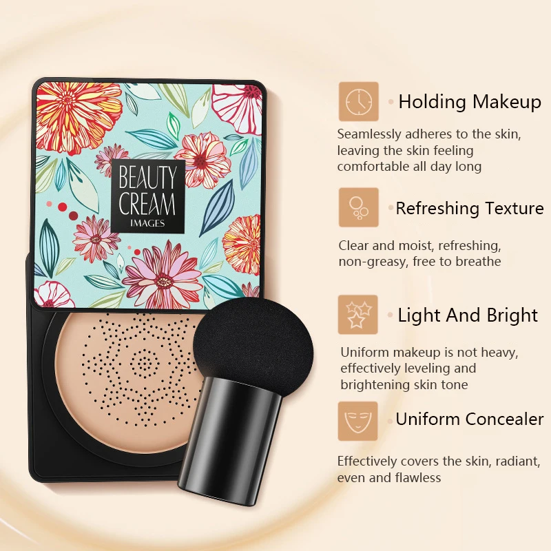 IMAGES BB Air Cushion CC Cream Foundation Concealer Mushroom Head Brightening Waterproof Brighten Face Base Tone Korean Makeup