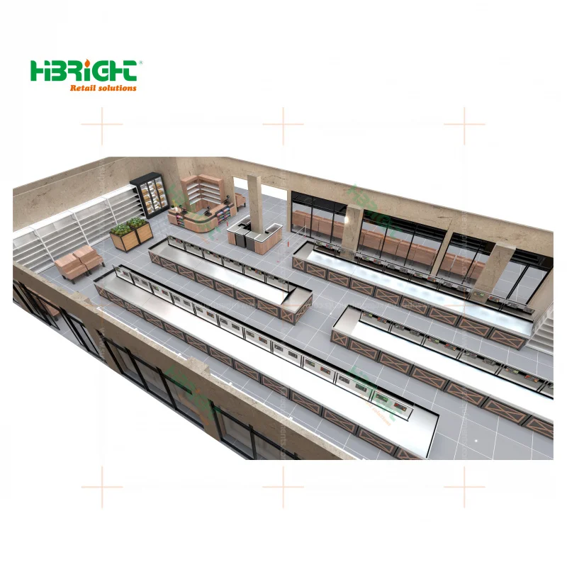 custom.Heavy-Duty Single-Sided Metal Supermarket Rack One-Stop Retail Store Service Display Equipment Layout Design Supermarket