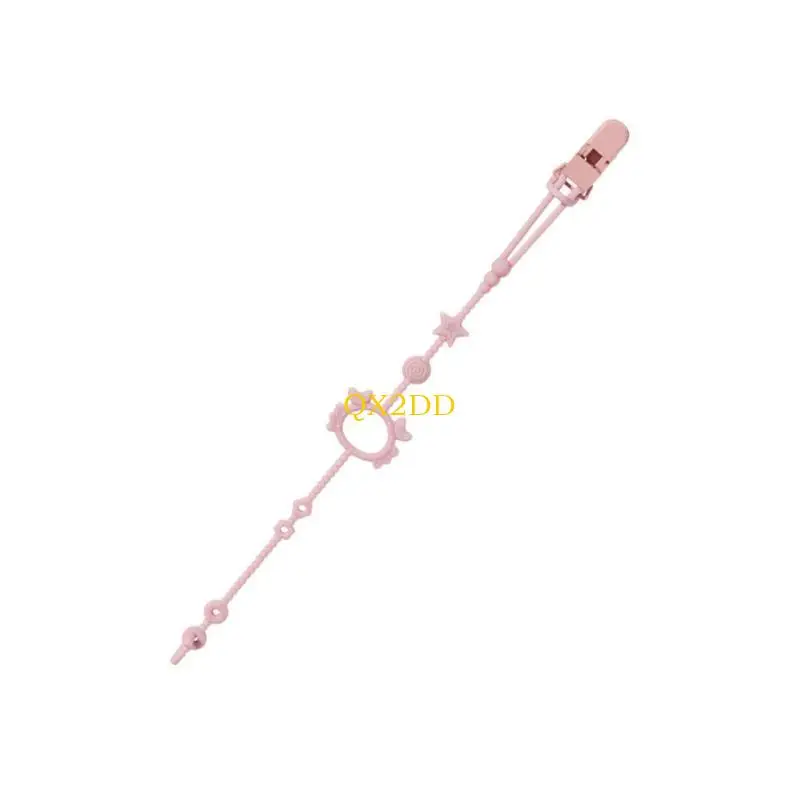 QX2D Silicone Pacifier Strap Adjustable Toy Clip Chain for Strollers and High Chair