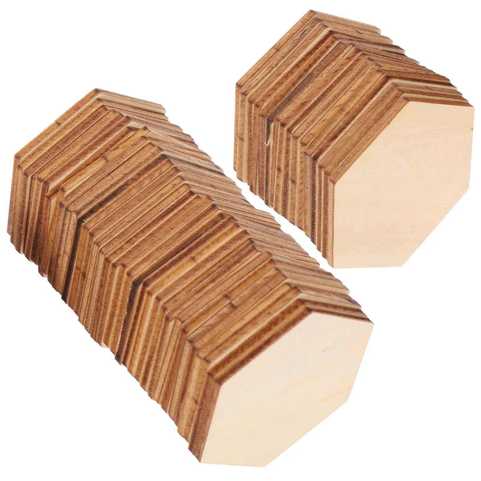 

50pc Natural Hexagon Wooden Cutouts Premium Wood Craft Shapes For Diy Painting Staining Burning Engraving Coasters Crafts