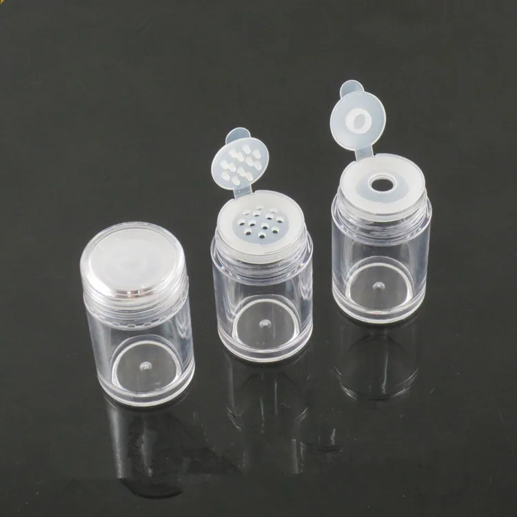 

10/30/50pcs 10G AS loose Powder Jars,Sifter Mesh Empty Diy nail art glitter Packing container Bright Clear Black cap