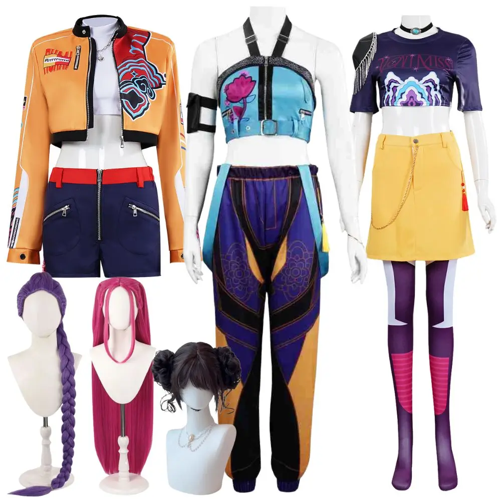 

Rumi Zoey Mira Kpop Demon Hunters Cosplay Costume For Women Girls Clothing Wig Group Idol Roleplay Halloween Carnival Suit