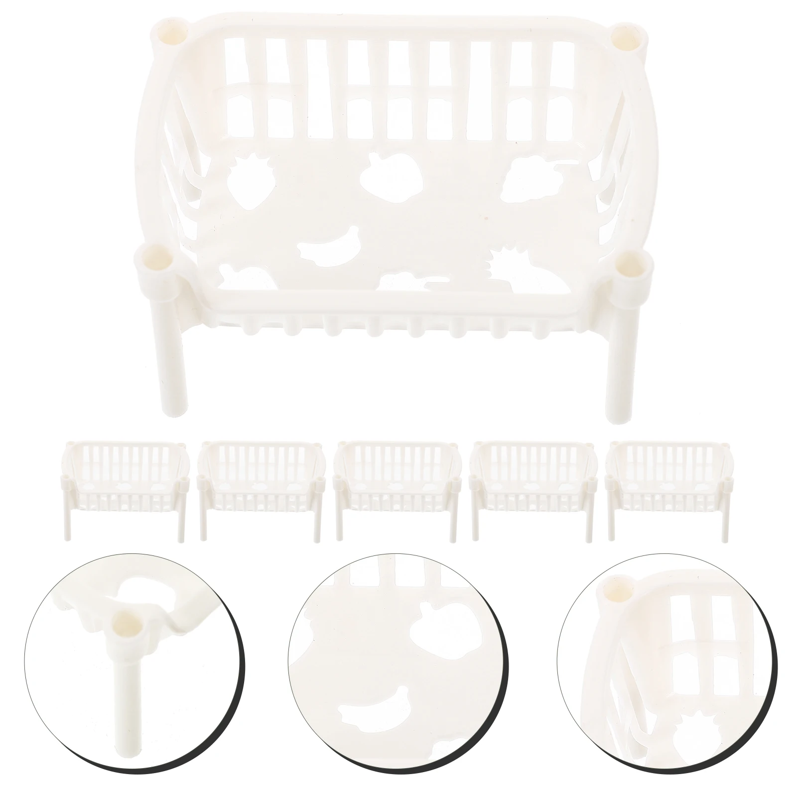 

10 Pcs Shelf Furniture Mini House Model Flower Basket White Plastic Dollhouse