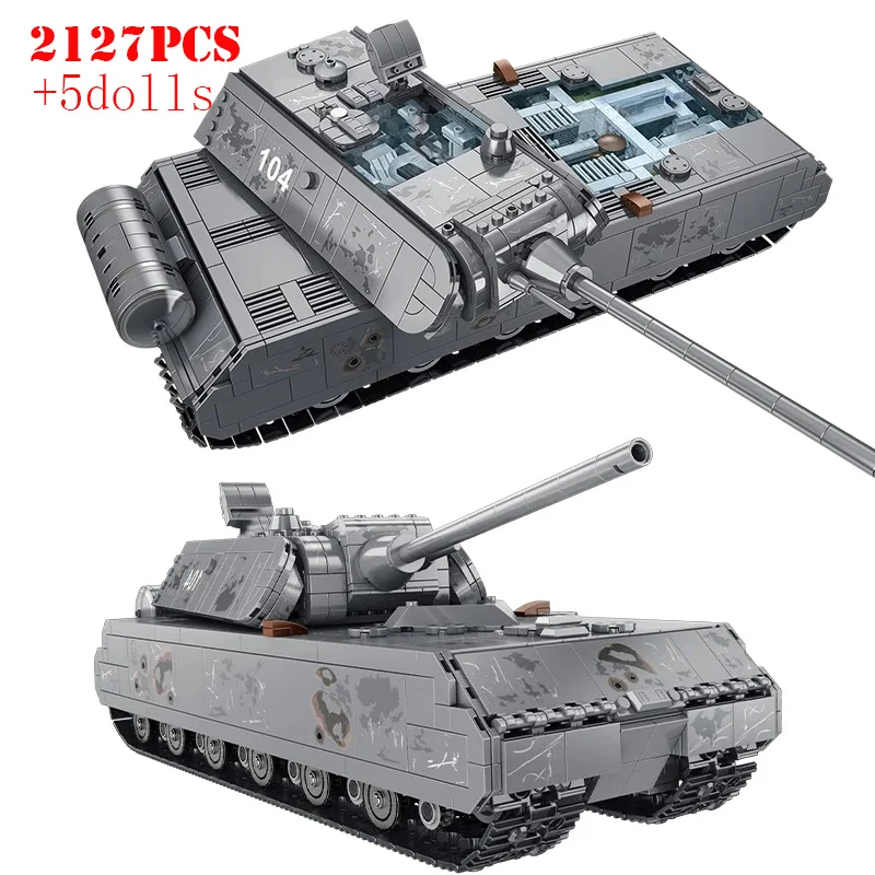 Military Mouse Heavy Panzer Maus T28 Tiger Panther Tank Building Blocks WW2 Weapon Leopard Challenger Tanks City Bricks Kids Toy