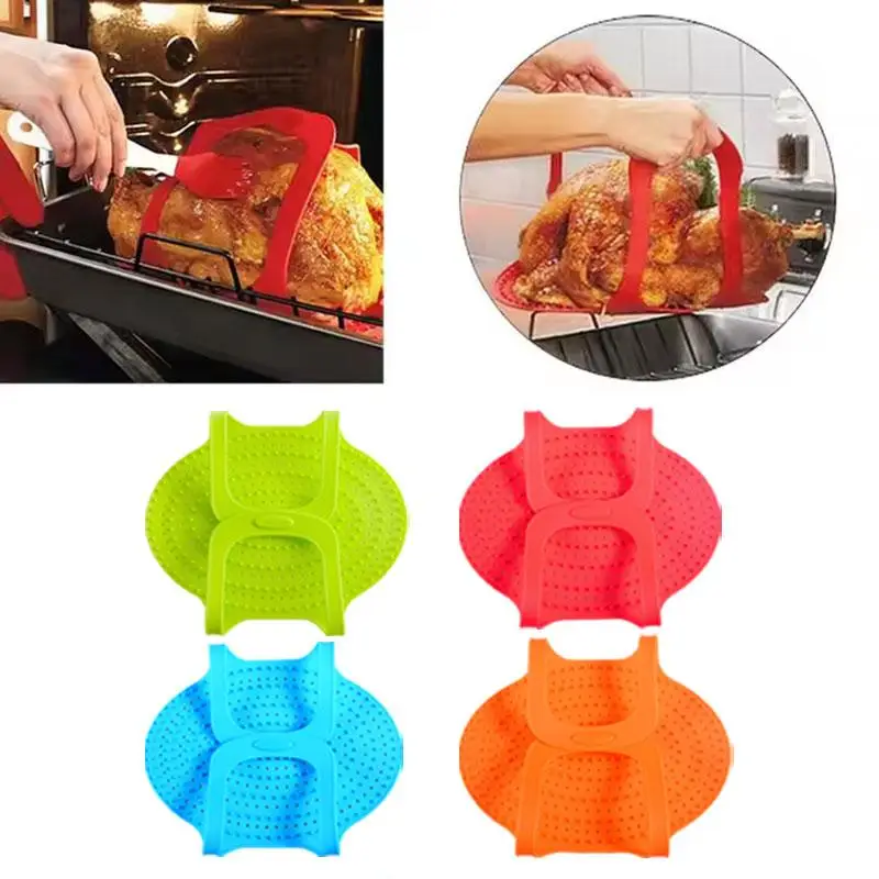 Poultry Lifter Anti-scalding Food Grade Silicone Heat Resistant Frying Pan Grill Roast For Turkey Meat Chicken J8z7