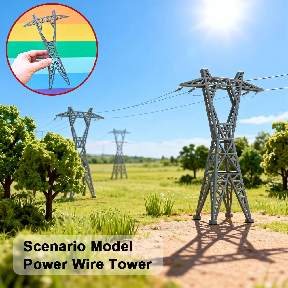 Mini Model Electric Power Tower 1:150/1:200 ABS High Voltage Tower Modeling Railway Train Sand Table Scene Layout Assembly Toys